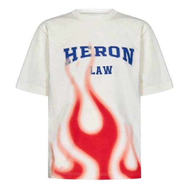 HERON PRESTON SS23 Heron Law Flames T-shirt 'White Red' HMAA032S23JER0070125