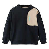 (GS) ASICS Color Block Sweater 'Black Beige' 331241215024