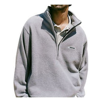 FOG Essentials SS20 graphic Logo High Collar Plush Half Zipper Long Sleeves Gray FOG-SS20-109