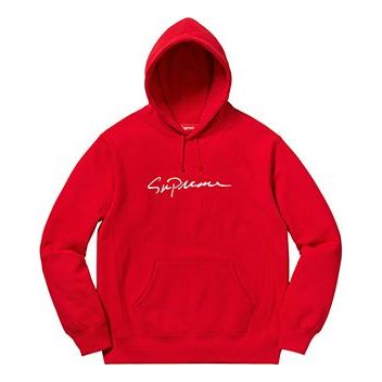 Supreme FW18 Classic Script Hooded Sweatshirt Red Logo SUP-SS18-709