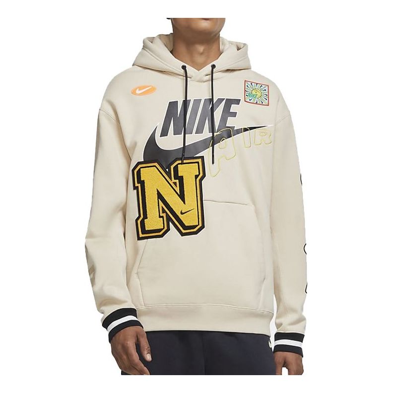 Nike Large Logo Alphabet Printing Long Sleeves Beige Creamy DC2722-140