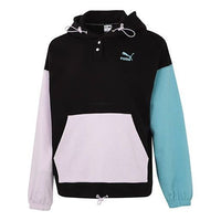 (WMNS) PUMA Classics Block Hoodie Pocket Colorblock Casual Black 535180-01
