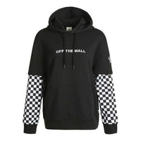 (WMNS) Vans Logo Embroidered Checkerboard Print Hoodies 'Black White' VN0A4UTNBLK