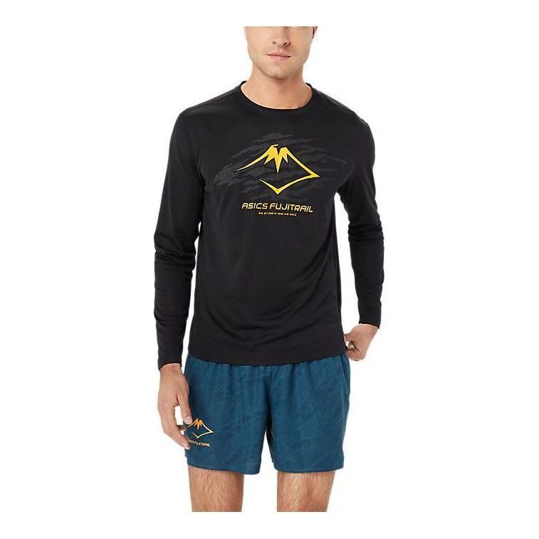 ASICS Fujitrail Logo Long Sleeve T-shirt 'Black Yellow' 2011C987-001