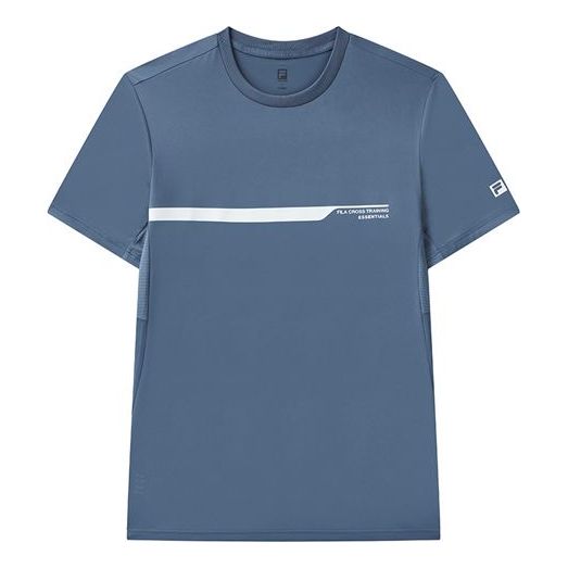 FILA Alphabet Printing Running Sport Knitting Short Sleeve Men's Blue A11M121101F-DB