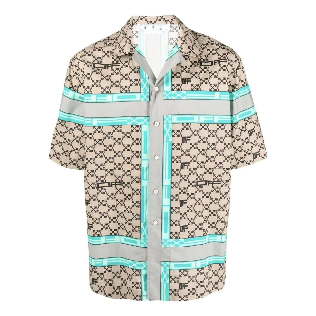 Men's Off-White SS22 Arrow Logo Printing Short Sleeve Shirt Beige OMGA196S22FAB0046210