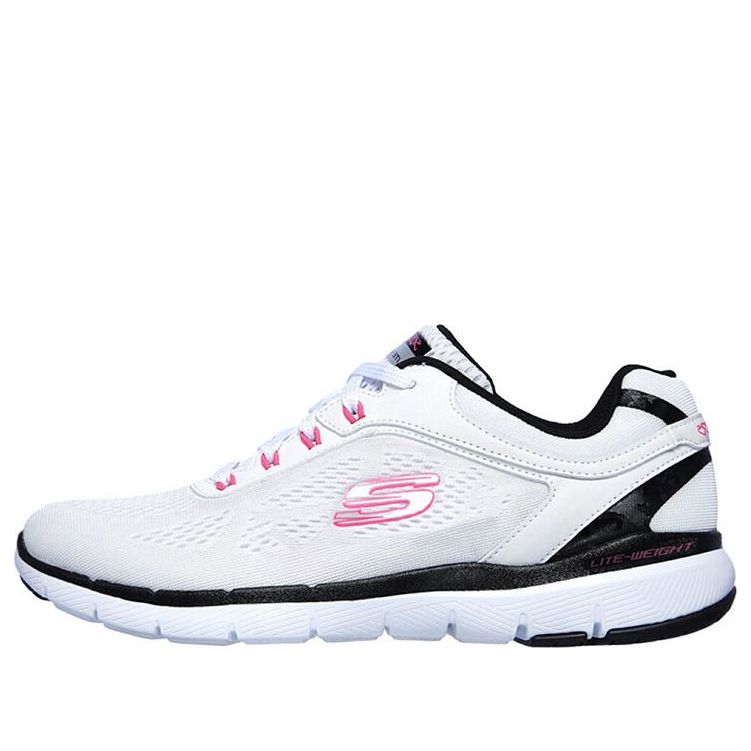 (WMNS) Skechers Flex Appeal 3.0 Low-Top Running Shoes White/Black/Pink 13474-WBHP