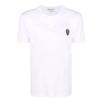 Men's Alexander McQueen SS21 Skeleton Micro Mark Round Neck Short Sleeve White 662486-QRX04-9000