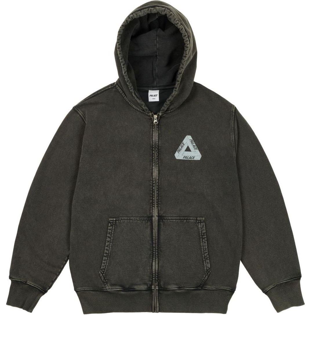Palace SS24 Pigment Wash Tri-Ferg Hoody Jacket 'Black' P26CS098