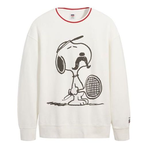 Men's Levis x Peanuts Crossover Cartoon Printing Round Neck White 23894-0002
