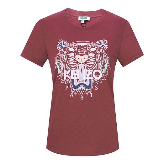 KENZO SS21 Cotton Tiger Head Printing Short Sleeve Red F862TS7214YB-88