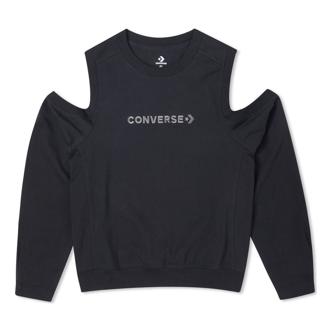 (WMNS) Converse Twisted Knits Cold Shoulder Top Asia Sizing 'Black' 10023190-A01