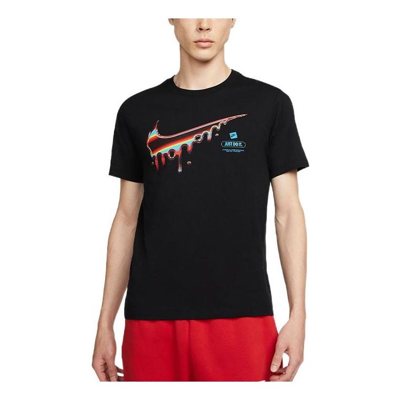 Men's Nike Large Logo Printing Round Neck Pullover Short Sleeve Black T-Shirt DR8065-010