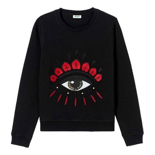 (WMNS) KENZO Eye Pattern Long Sleeves Hoodie Black F952SW7104X7