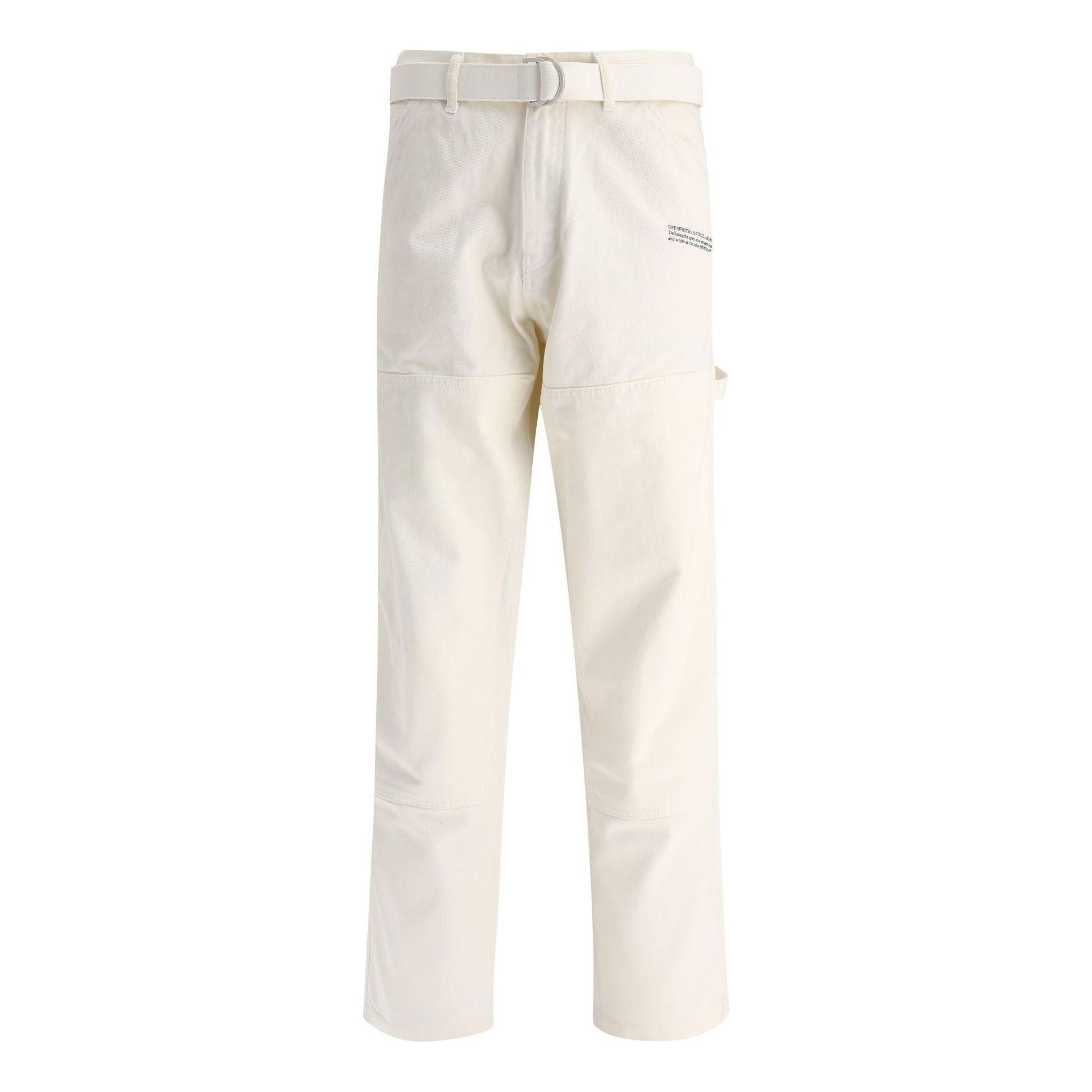 Men's Off-White SS22 Solid Color Straight Casual Pants/Trousers White OMYA136S22DEN0010110