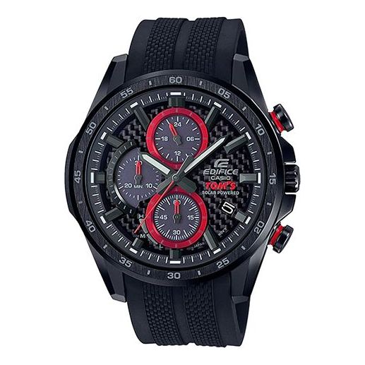 CASIO Waterproof Sports EDIFICE Mens Black/Red Analog EQS-900TMS-1A