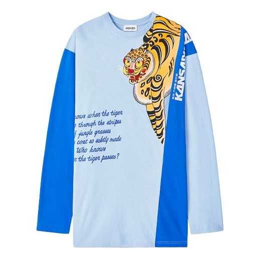 Men's KENZO x Kansaiyamamoto SS21 Crossover Logo Printing Long Sleeves Blue FB55TS1634SJ-65