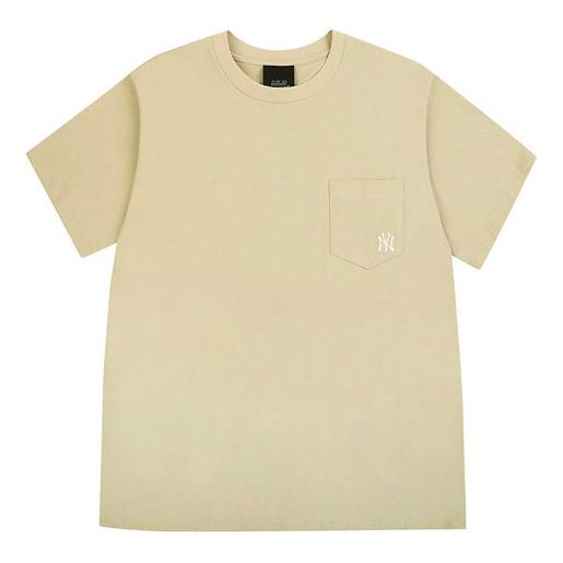 MLB Unisex New York Yankees Embroidery Round-neck Short Sleeve Beige 31TS11031-50B