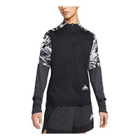 Men's Nike Dri-FIT 1/2 Zip Trail Running Gym Half Zipper Colorblock Long Sleeves Black T-Shirt DM4650-010
