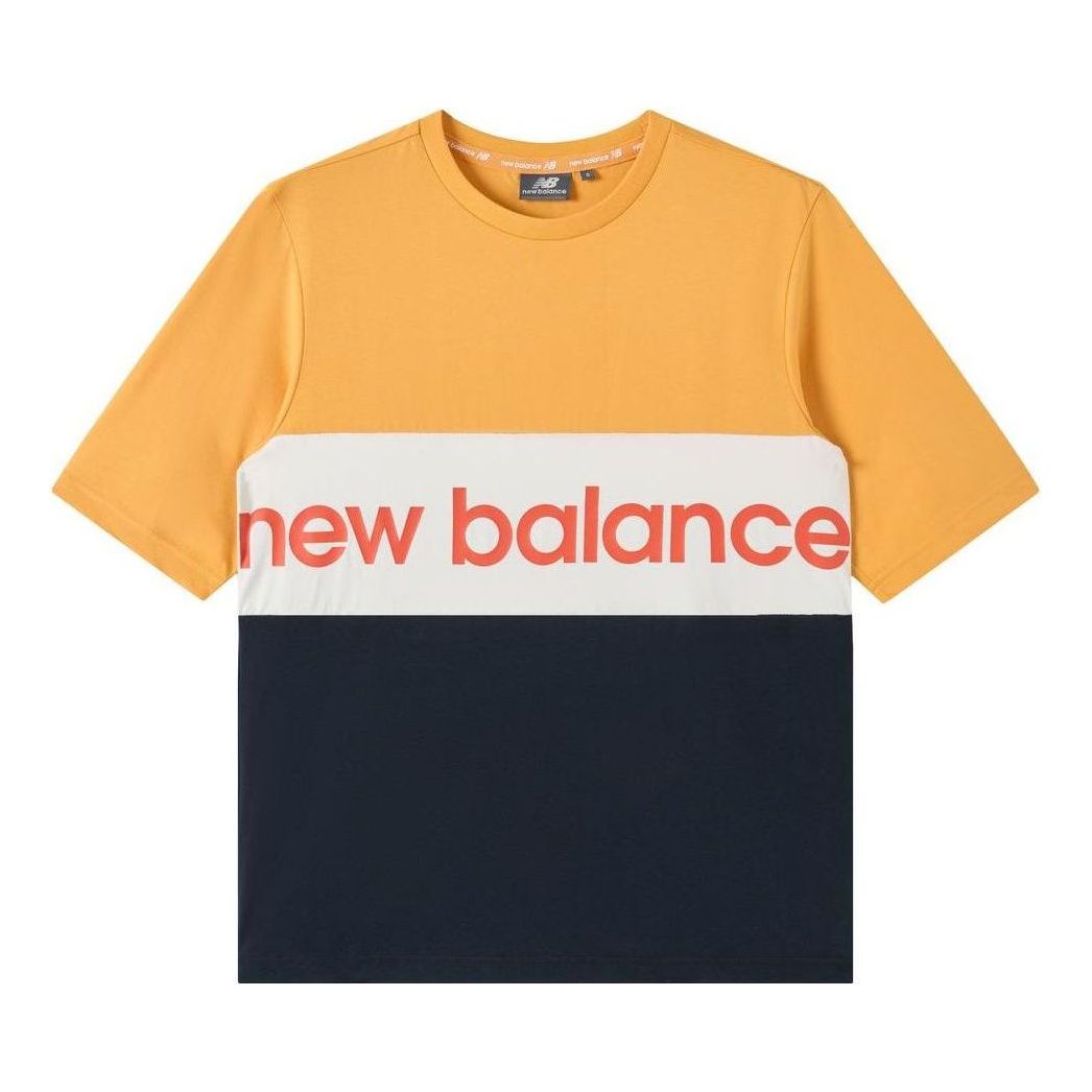 New Balance Logo Printed Colorblock Tee Asia Sizing 'Orange White Black' NE92S023-YW