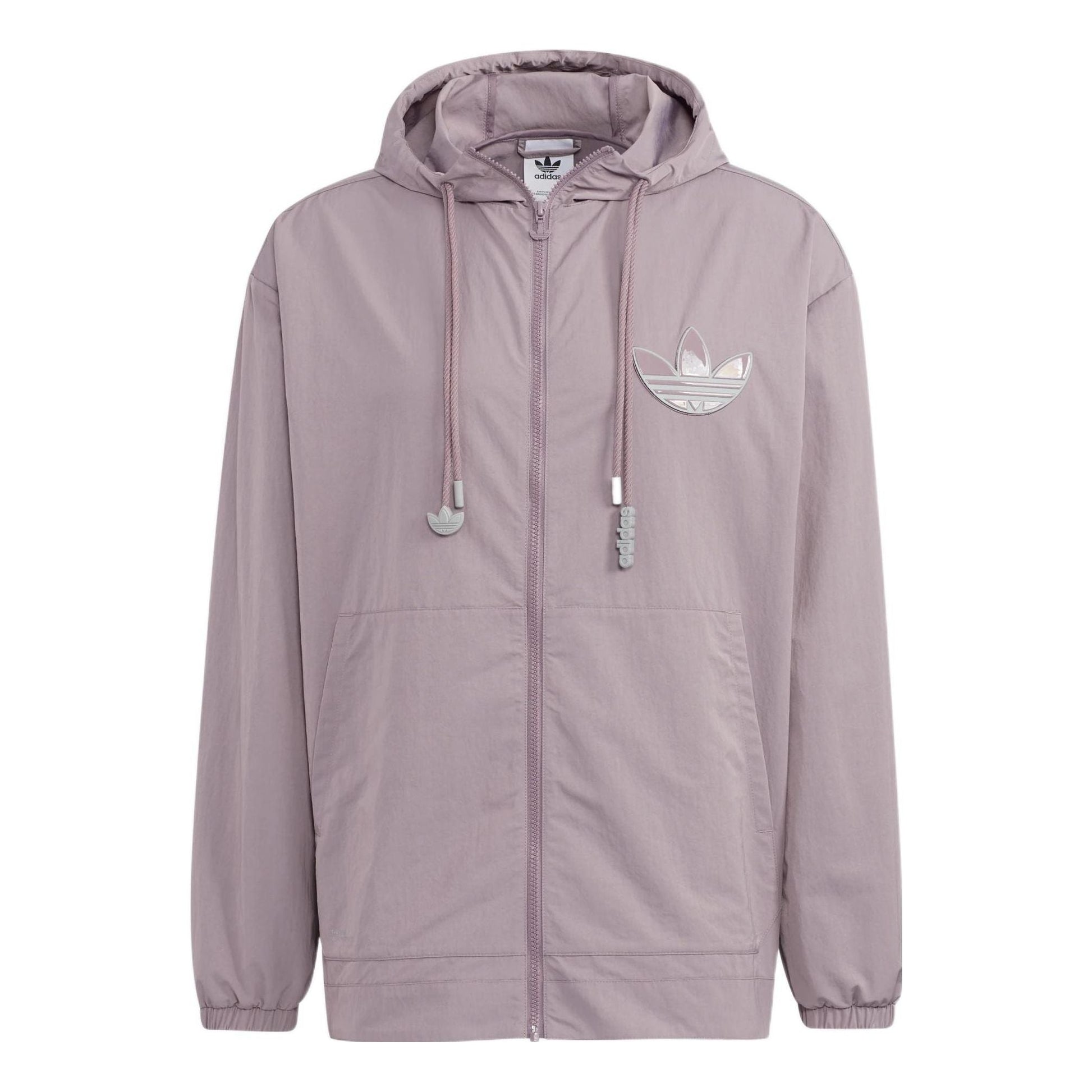 Men's adidas originals Back Logo Printing Pattern Drawstring Hooded Jacket Purple HS2020