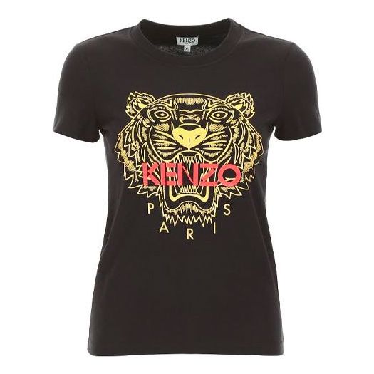 KENZO Tiger Head Printing Logo Short Sleeve Black F952TS7214Y7-99