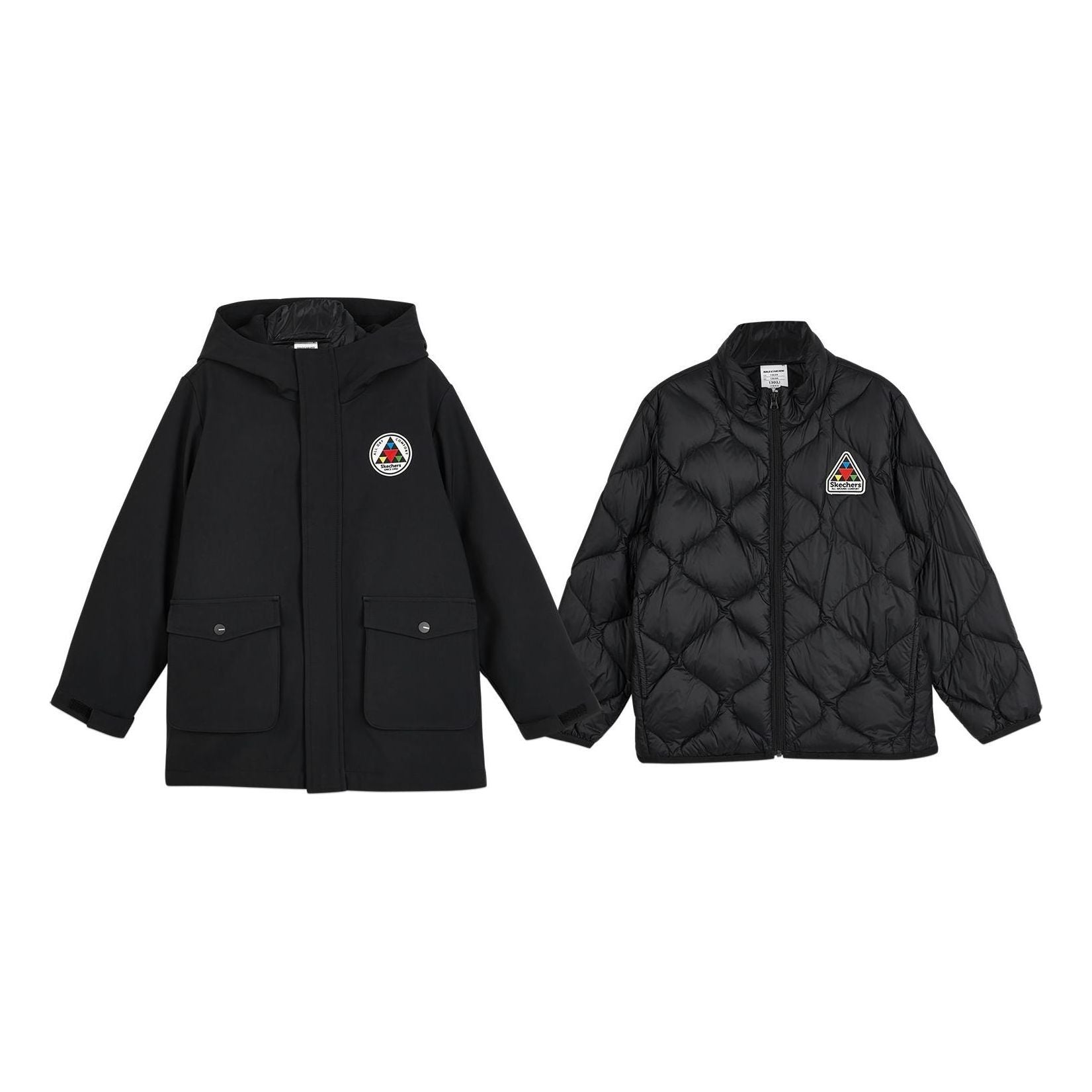 (GS) Skechers Stroll Series 3-In-1 Down Jacket 'Black' L423K060-0018