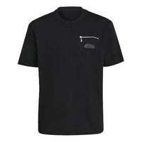 adidas originals Logo Alphabet Zipper Printing Loose Short Sleeve Black H36247