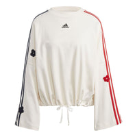 (WMNS) adidas 3-stripes Sweatshirt With Chenille Flower Patches 'Chalk White' IC8695