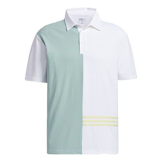 adidas neo Casual Splicing Colorblock Sports Short Sleeve Polo Shirt White GP4822