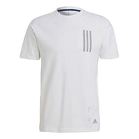 adidas Th Tee Dry Silo Reflective Stripe Knit Sports Short Sleeve White GU1761