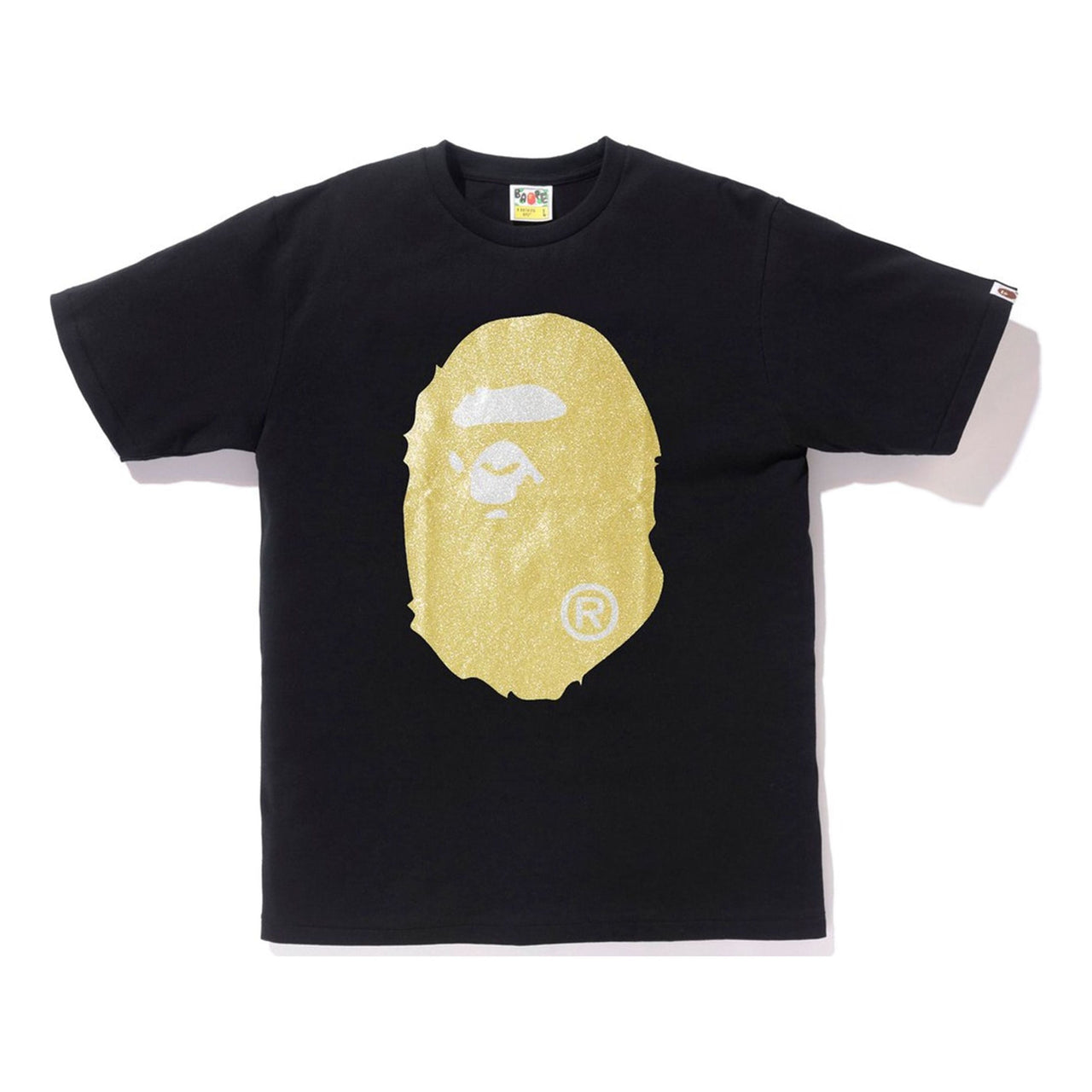 BAPE Glitter Big Ape Head Tee Black/Gold Pink Short Sleeve Unisex Black T-Shirt BAPE-SS18-058