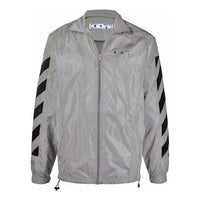 Off-White SS21 Logo Printing Zipper Stripe Sports Jacket Gray OMBD022R21FAB0010610