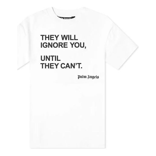 Men's PALM ANGELS Seasonal Tee Back Printing Short Sleeve White PMAA001S204130490188