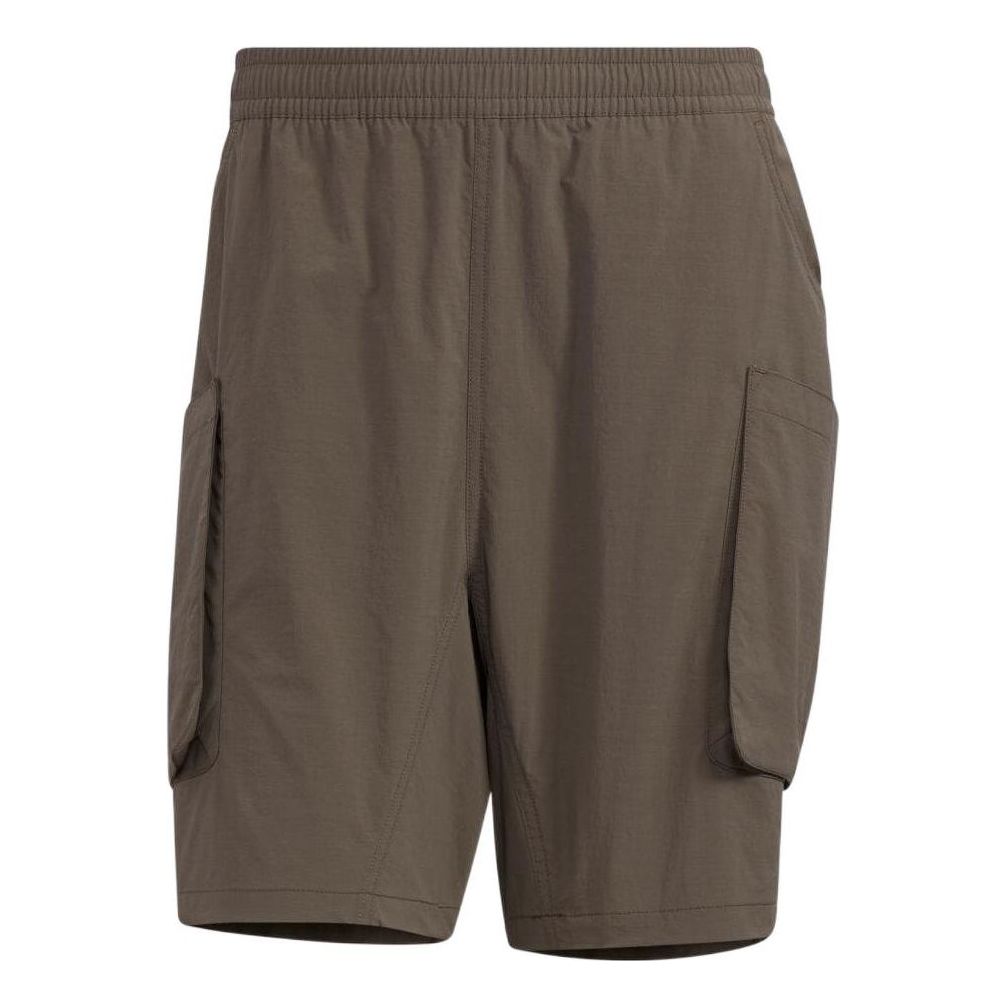 Men's adidas Solid Color Elastic Waistband Big Pocket Shorts Japanese Version Green HD0033