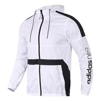 adidas neo Sports hooded Running Breathable Windproof Jacket White CZ1770