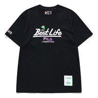 FILA FUSION x Jeremyville Crossover Pattern Printing Round Neck Short Sleeve Unisex Black T11U139104A-BK
