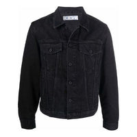 Off-White FW21 Casual lapel Denim Jacket Loose Fit Black OMYE054F21DEN0031209
