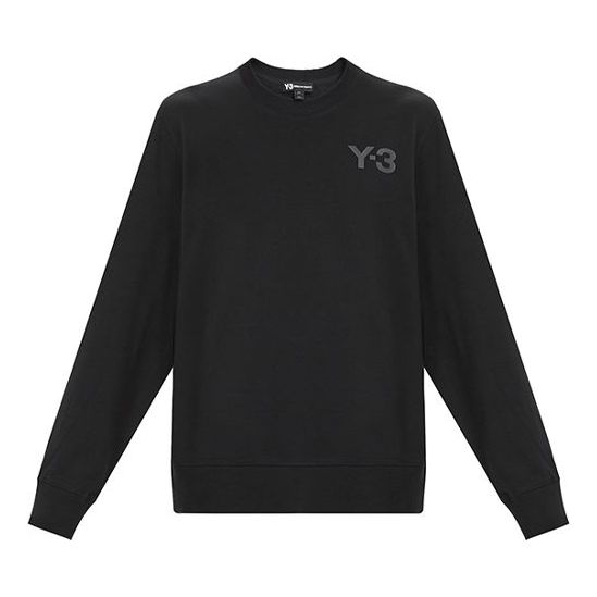 Men's Y-3 Logo Round Neck Loose Casual Black FJ0427