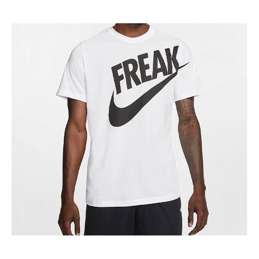 Nike Giannis Dri-Fit Freak Large Logo Round Neck T-Shirt 'White' BV8265-100