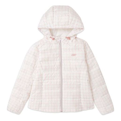 (WMNS) Skechers Packable Hooded Down Jacket 'White Black' L419W038