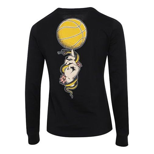 (WMNS) Nike Basketball Printing Sports Knit Round Neck Long Sleeves Black T-Shirt DN3055-010
