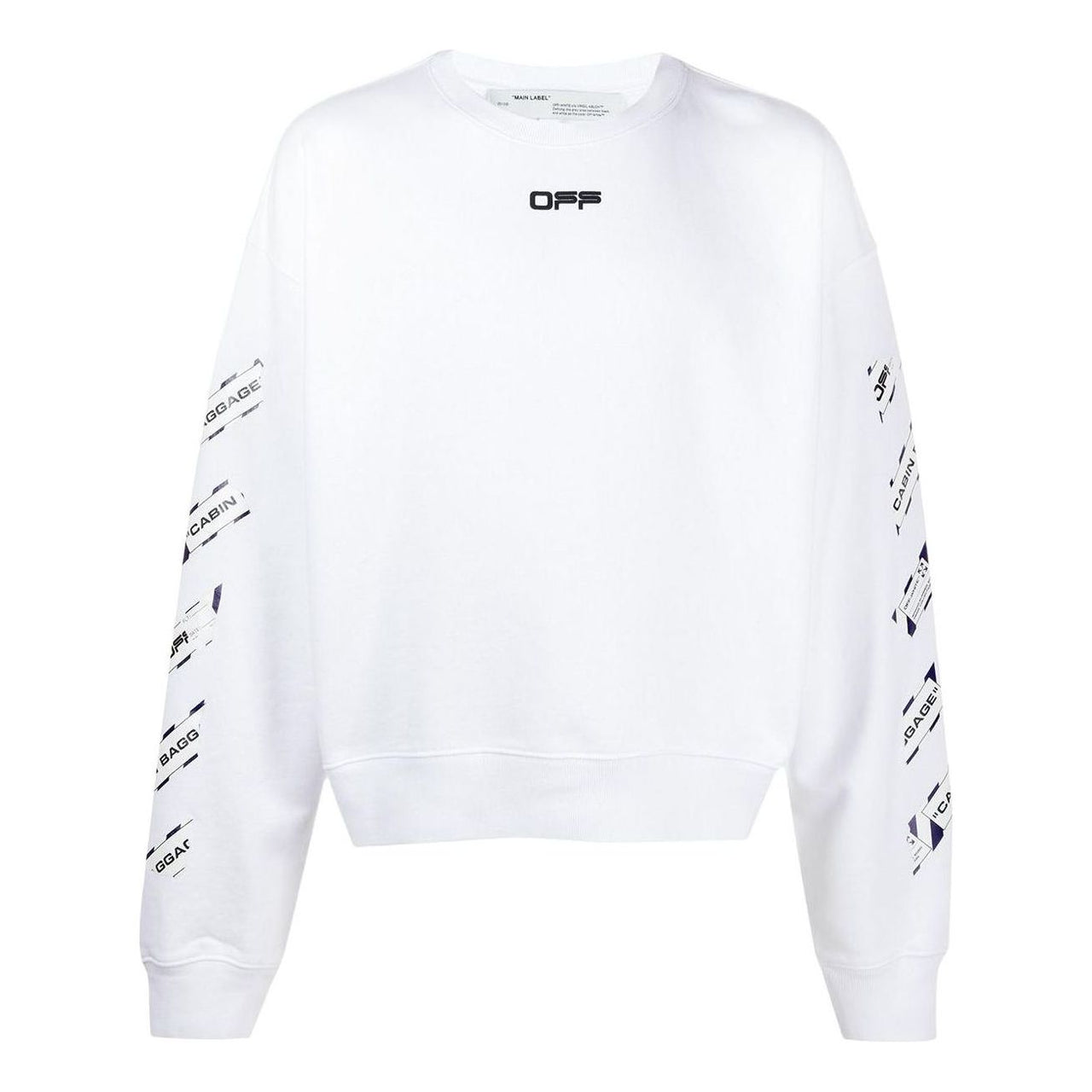 Men's Off-White SS22 Back Arrow Printing Round Neck Long Sleeves Loose Fit White OMBA035S20E300030188