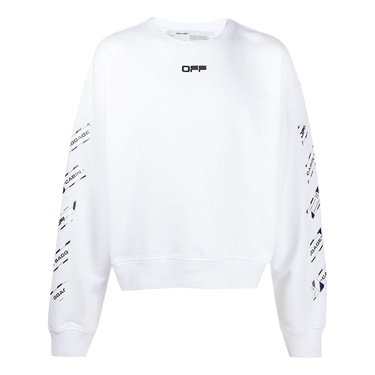 Men's Off-White SS22 Back Arrow Printing Round Neck Long Sleeves Loose Fit White OMBA035S20E300030188