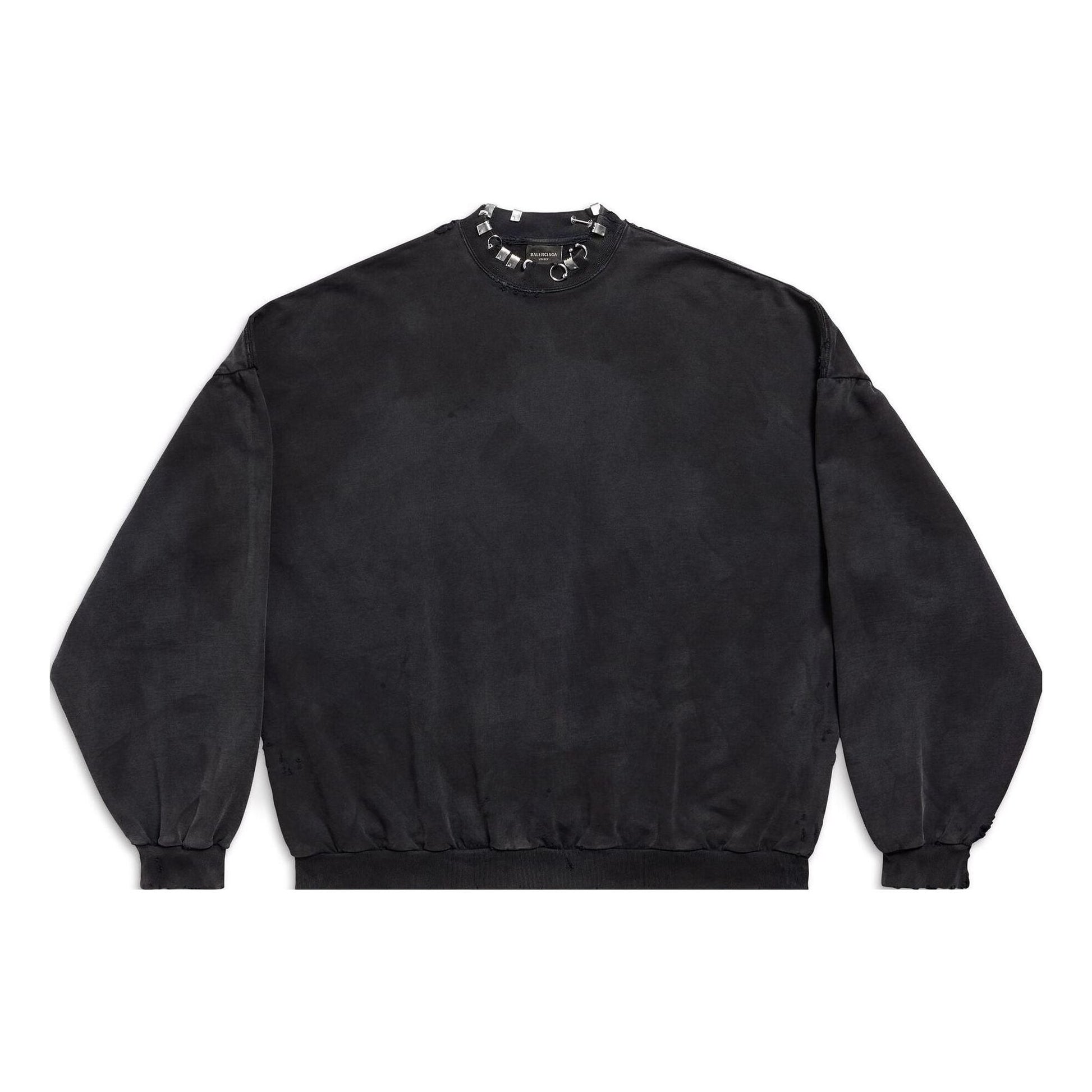 Balenciaga Pierced Round Sweatshirt Oversized 'Black Faded' 762718TPVD91055