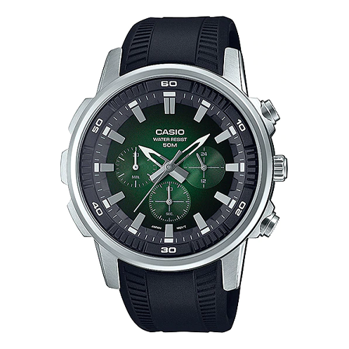 Casio Dress Classic Analog Watch 'Black Green Silver' MTP-E505-3AV
