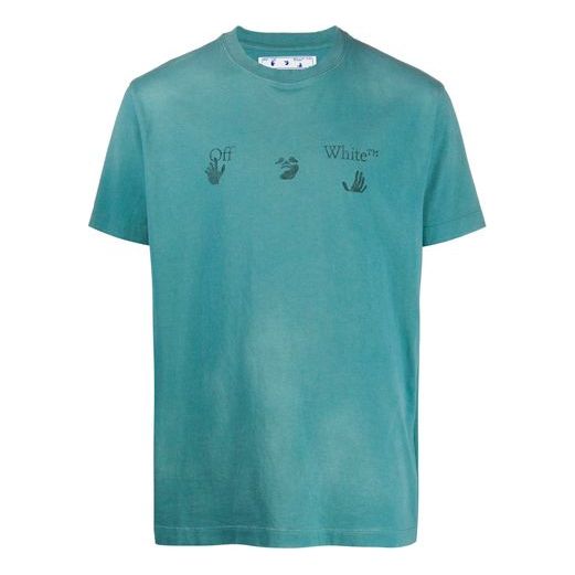 Off-White logo Applique Short-sleeve Tee Men's Green OMAA027F20FAB0014310
