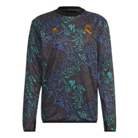 adidas Casual Geometry Pattern Printing Round Neck Pullover Long Sleeves Black H59009