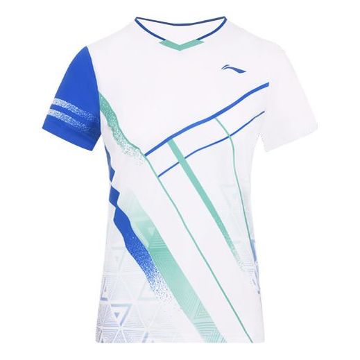 Li-Ning Badminton Series Quick Dry Training tournament Short Sleeve White AAYS072-1