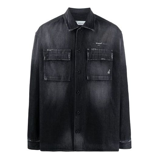 Off-White Big Pocket Long Sleeves Denim Jacket Loose Fit Gray OMYD017S20H430211001